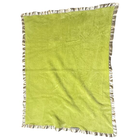 Blankets & Beyond Satin Trim Green Square Baby Blanket - Picture 1 of 4